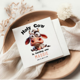 Heliga Cow Caricatures I är en Cowgirl 1:a Birthda Pappersservett