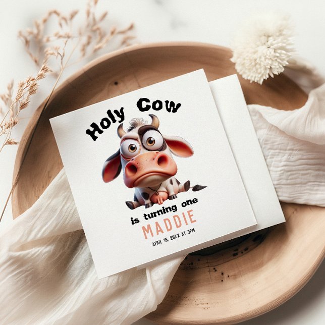 Heliga Cow Caricatures I är en Cowgirl 1:a Birthda Pappersservett (Skapare uppladdad)
