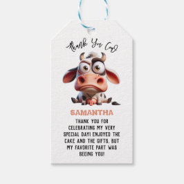 Heliga Cow Caricatures I är en Cowgirl 1:a Birthda Presentetikett