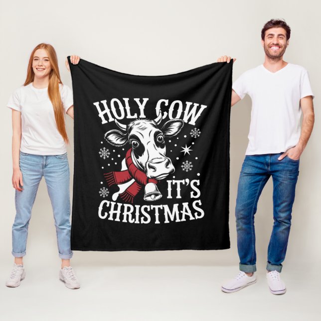 Heliga Cow Det är julklapp Cow Älskare Farm Fleecefilt (På plats)