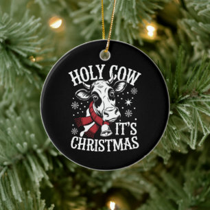 Heliga Cow Det är julklapp Cow Älskare Farm Julgransprydnad Keramik