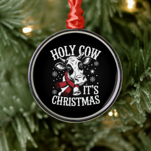 Heliga Cow Det är julklapp Cow Älskare Farm Julgransprydnad Metall