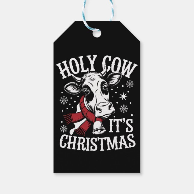 Heliga Cow Det är julklapp Cow Älskare Farm Presentetikett (Baksidan)