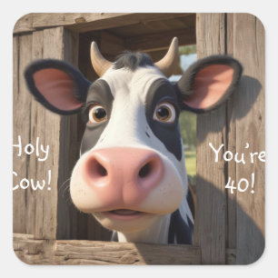 Heliga Cow Du är 40 Fyrkantigt Klistermärke