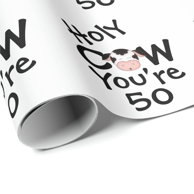 Heliga Cow Du är 50 humoristiska, svarta, vita Presentpapper (Rullad Hörn)