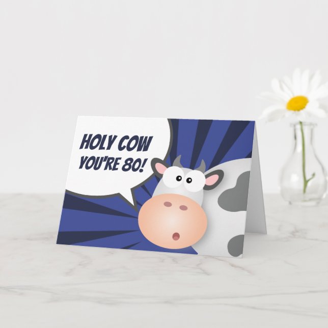 Heliga Cow.. Du är 80-årsjubileum Lycklig 80-årsda Kort (Liten växt)