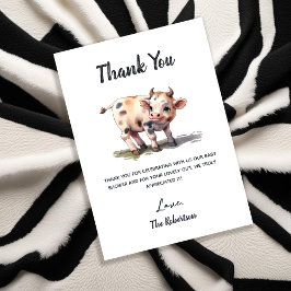Heliga Cow Farm Animal Cute Baby Cow Baby Shower Tack Kort