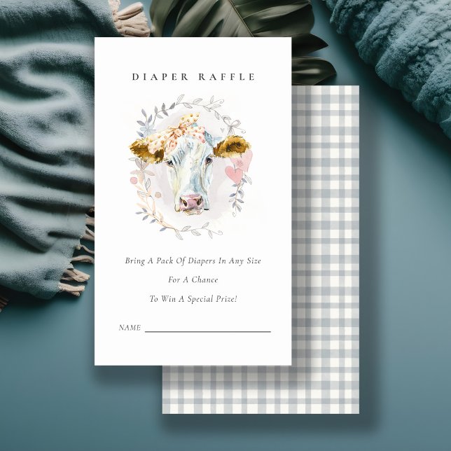 Heliga Cow Farm Blommigt Diaper Raffle Baby Shower Tilläggskort (Skapare uppladdad)