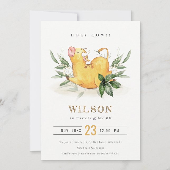 Heliga Cow Farm Foliage Kids i alla åldrar Födelse Tack Kort (Framsida)