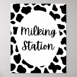 Heliga Cow Födelsedagsfest Milking Station-tecken Poster