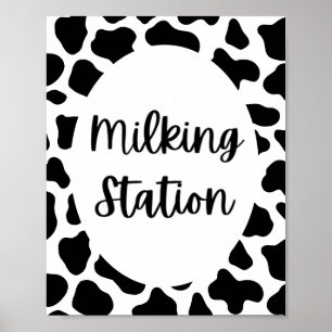 Heliga Cow Födelsedagsfest Milking Station-tecken Poster