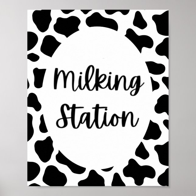 Heliga Cow Födelsedagsfest Milking Station-tecken Poster (Framsidan)