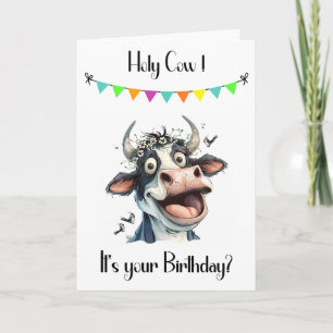 Heliga Cow Funny Birthday Card Kort