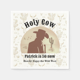 Heliga Cow Funny Vintage Cowboy 50:e födelsedagen Pappersservett