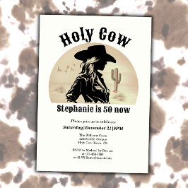 Heliga Cow Funny Vintage Cowgirl 50:e födelsedagen Inbjudningar