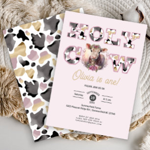 Heliga Cow Girl Birthday Inbjudan i Rosa