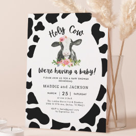 Heliga Cow Girl Cow Theme Baby Shower Inbjudningar