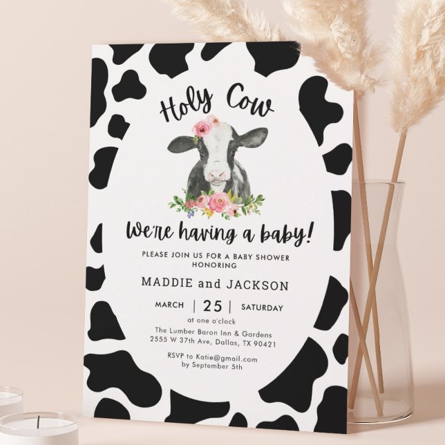 Heliga Cow Girl Cow Theme Baby Shower Inbjudningar (Skapare uppladdad)