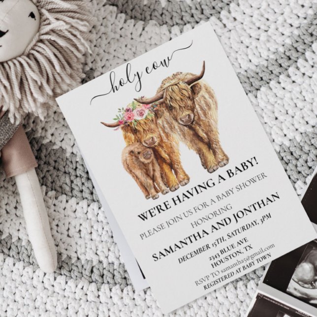 Heliga Cow Highland Calf Baby Shower Par Inbjudningar (Skapare uppladdad)