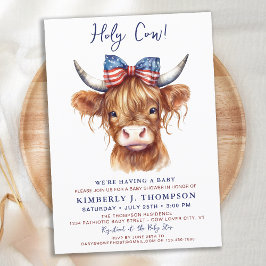Heliga Cow Highland Calf Patriotic Baby Shower Inbjudningar