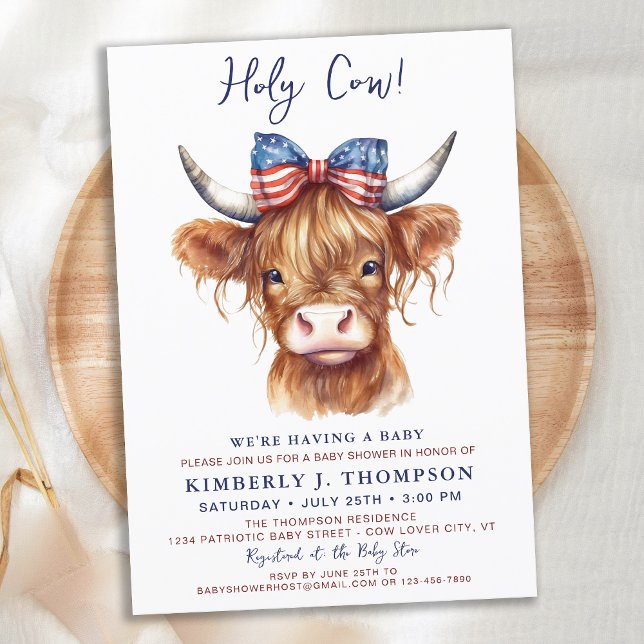 Heliga Cow Highland Calf Patriotic Baby Shower Inbjudningar (Skapare uppladdad)