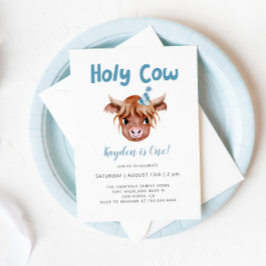Heliga Cow Highland Cow Boy Birthday Inbjudningar