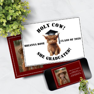 Heliga Cow! Hon/han har studerat fotoinbjudan Inbjudningar