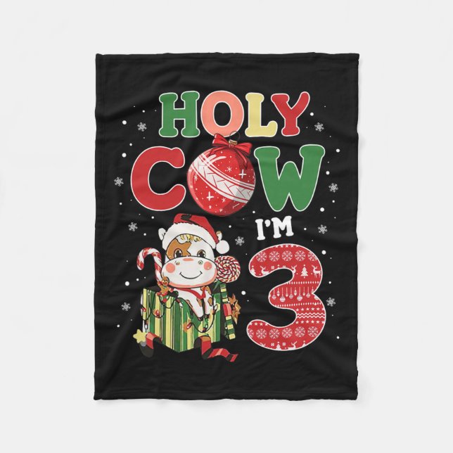 Heliga Cow I är 3 födelsedagspojke 3rd Cow Boskap  Fleecefilt (Framsidan)