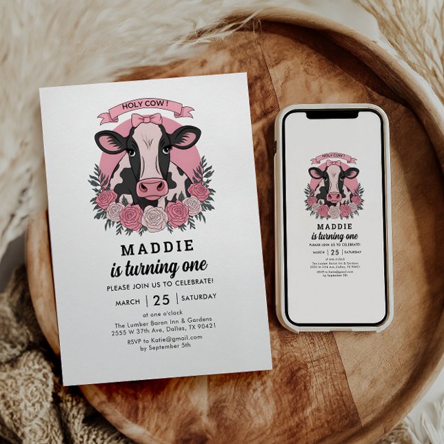 Heliga Cow I är en Cowgirl 1:a Birthday Party Inbjudningar (Skapare uppladdad)