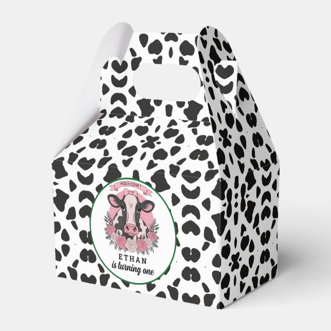 Heliga Cow I är en Cowgirl 1:a Birthday Party Presentaskar (Framsidan Sidan)