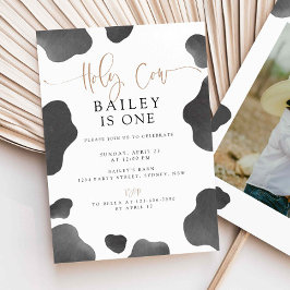 Heliga Cow I är en födelsedag Inbjudan, Kon 1:a B- Inbjudningar