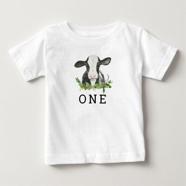 Heliga Cow I är en första födelsedag Baby T-Shirt (Framsida)