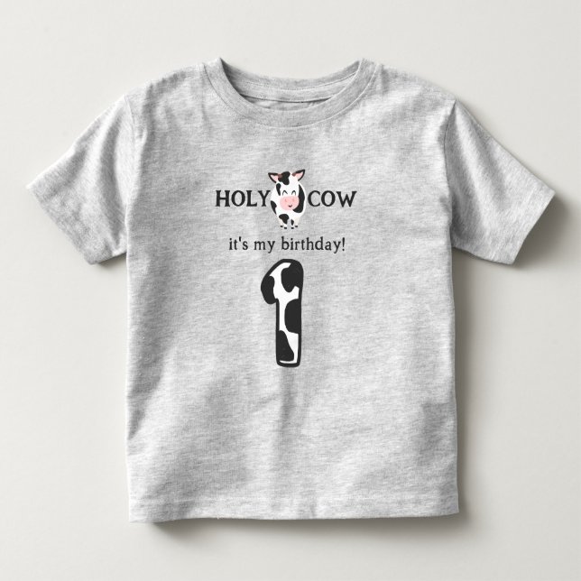Heliga Cow I är en första födelsedag T Shirt (Framsida)