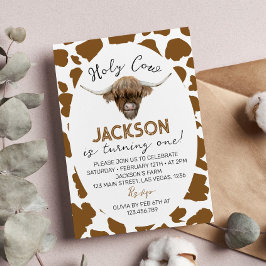 Heliga Cow I är en höglandskund 1:a födelsedagen Inbjudningar