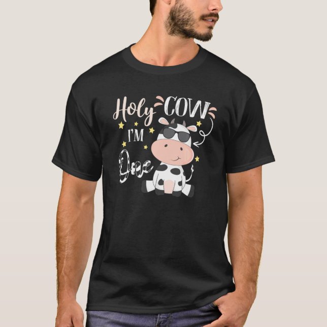 Heliga Cow I är en kogårdstest födelsedag 1 år O T Shirt (Framsida)