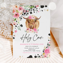 Heliga Cow I är en Rosa Blommigt Farm Födelsedagsf