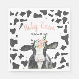 Heliga Cow I är en Rosa Gingham blommigt Birthday Pappersservett
