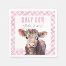 Heliga Cow I är en Rosa Kow Birthday Napkins