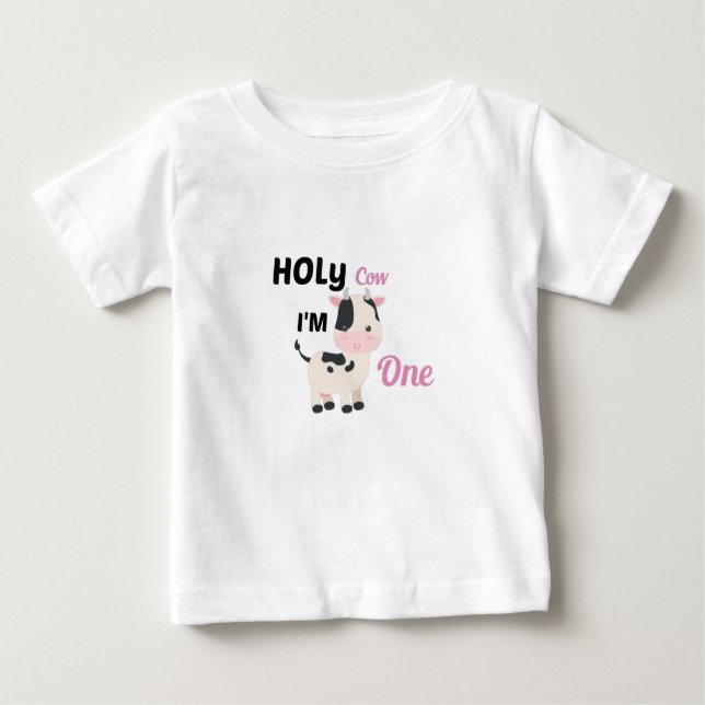 Heliga Cow I är ett, Farm baby Birthday Gift T Shirt (Framsida)
