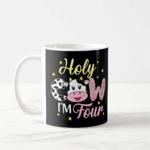 Heliga Cow I är fyrakogårdstema födelsedag 4 år Kaffemugg