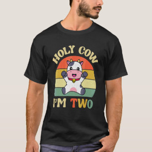 Heliga Cow I är Två Cute Vintage Farm Animal Themm T Shirt