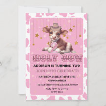 Heliga Cow I är Två Rosa Coquette Födelsedagsfest
