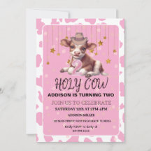 Heliga Cow I är Två Rosa Coquette Födelsedagsfest