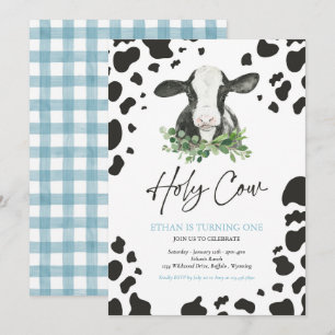 Heliga Cow Jag är en Boy Ranch Farm Födelsedagsfes Inbjudningar
