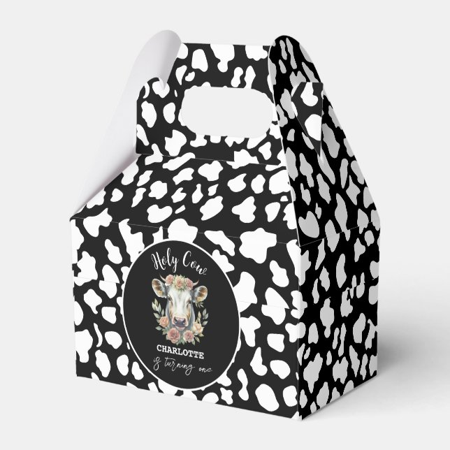 Heliga Cow Jag är en Cow Girl första födelsedagen Presentaskar (Framsidan Sidan)