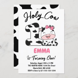 Heliga Cow jag är en flicka 1:a födelsedagen Party Inbjudningar