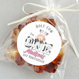 Heliga Cow jag är en flicka 1:a födelsedagen Party Runt Klistermärke