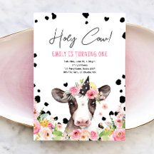 Heliga Cow jag är en flicka Boskap Birthday Invita