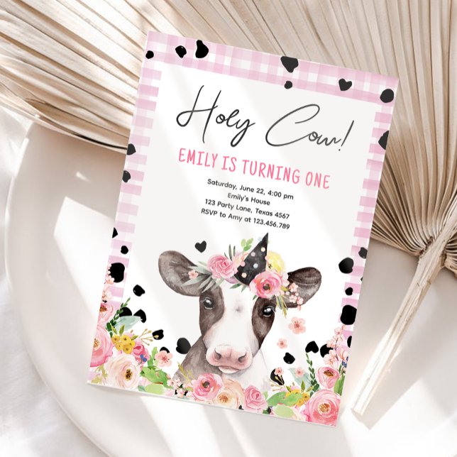 Heliga Cow jag är en flicka Boskap Birthday Invita Inbjudningar (Skapare uppladdad)