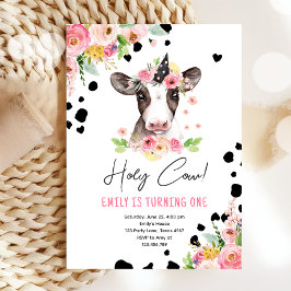 Heliga Cow jag är en flicka i Boskap på födelsedag Inbjudningar